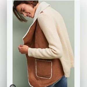 ANTHROPOLOGIE MOTH SHERPA MOTO SWEATER SMALL